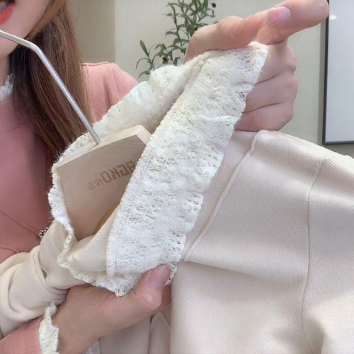 半高領德絨外穿保暖加絨打底衫女2025春秋冬內搭長袖T恤蕾絲上衣