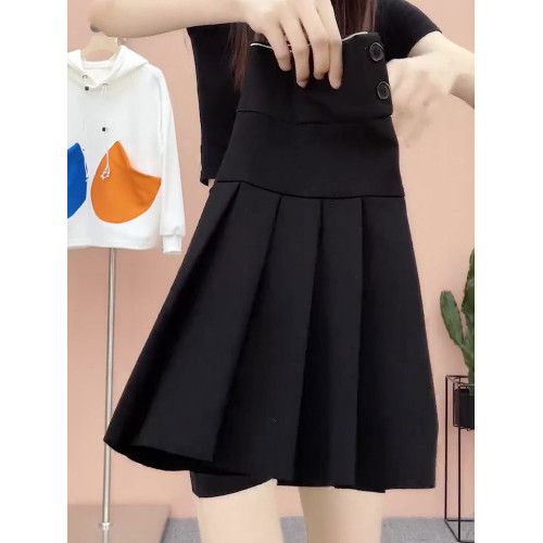 百褶裙2025新款秋冬防走光彈力垂感高腰顯瘦黑色半身裙女a字短裙