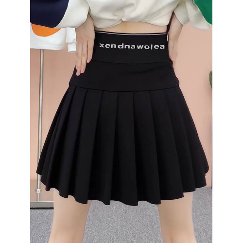 百褶裙2025新款秋冬防走光彈力垂感高腰顯瘦黑色半身裙女a字短裙