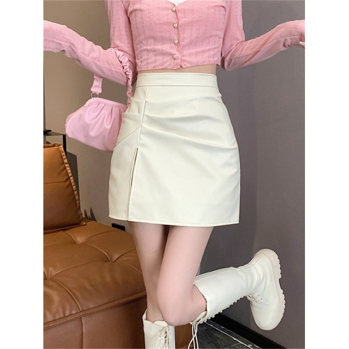 開叉黑色小皮裙半身裙女春秋新款大碼胖mm高腰a字氣質PU皮包臀裙 開叉黑色小皮裙半身裙女春秋新款大碼胖mm高腰a字氣質PU皮包臀裙