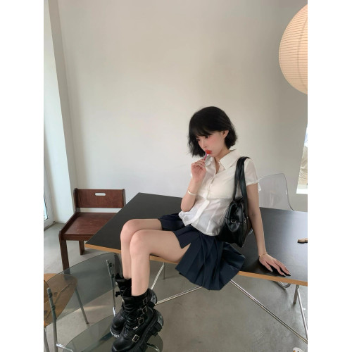 白色蕾絲拼接短袖襯衫女夏季2024新款修身顯瘦小衆甜辣妹短款上衣 白色蕾絲拼接短袖襯衫女夏季2024新款修身顯瘦小衆甜辣妹短款上衣