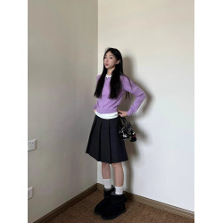 學院風伯克利灰色a字毛呢半身裙女春秋秋冬2025新款半裙百褶短裙