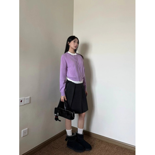 學院風伯克利灰色a字毛呢半身裙女春秋秋冬2025新款半裙百褶短裙