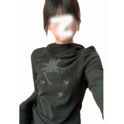 甜酷風半高領打底衫長袖t恤女秋冬新款辣妹加厚外穿連帽保暖上衣