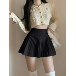 150小矮個子百褶半身裙女秋高腰a字防走光毛呢辣妹短裙xs顯高穿搭