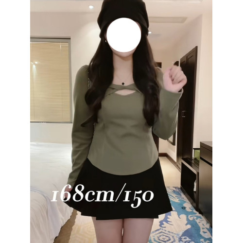 大碼早秋新款微胖mm法式方領加絨保暖內搭打底衫氣質長袖上衣女裝