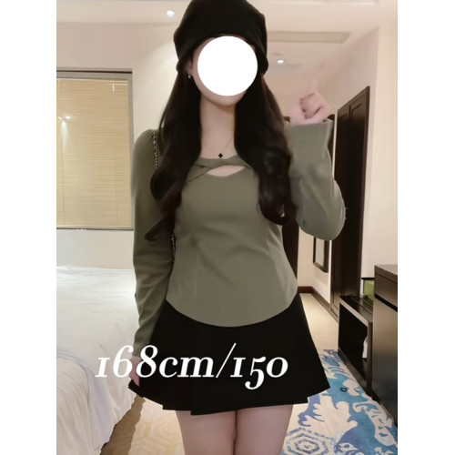 大碼早秋新款微胖mm法式方領加絨保暖內搭打底衫氣質長袖上衣女裝