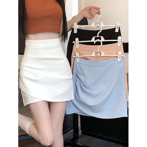 黑色半身裙女夏季2025新款時尚不規則褶皺短裙高腰顯瘦a字包臀裙