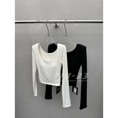 WU33韓版秋冬加絨加厚U領純色帶胸墊基礎墊肩上衣保暖T恤打底衫女