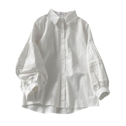 夏季七分泡泡袖女襯衫女裝2025新款秋季設計感襯衣小個子上衣防曬