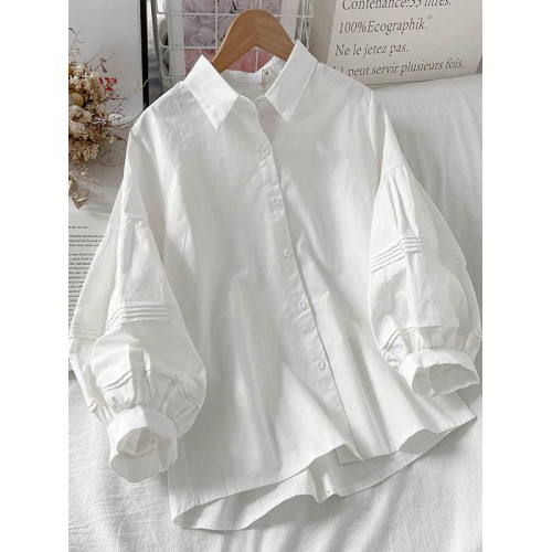 夏季七分泡泡袖女襯衫女裝2025新款秋季設計感襯衣小個子上衣防曬