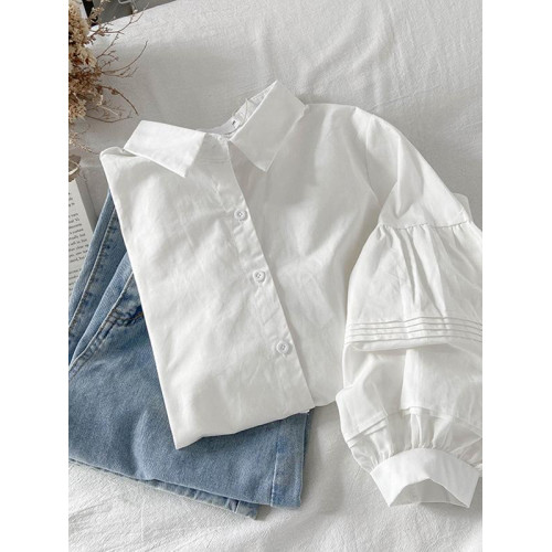 夏季七分泡泡袖女襯衫女裝2025新款秋季設計感襯衣小個子上衣防曬