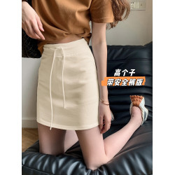 THEMOON高個子黑色加長高腰辣妹休閒短裙夏純欲a字抽繩半身包臀裙