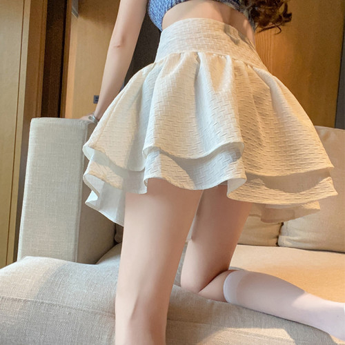 大碼法式收腰蓬蓬半身裙胖mm遮肚子繖裙防走光a字短裙俏皮蛋糕裙