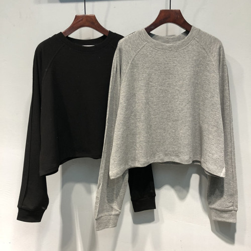 chic甜辣短款插肩長袖T恤女初秋寬松內搭打底衫外穿秋衣上衣潮ins