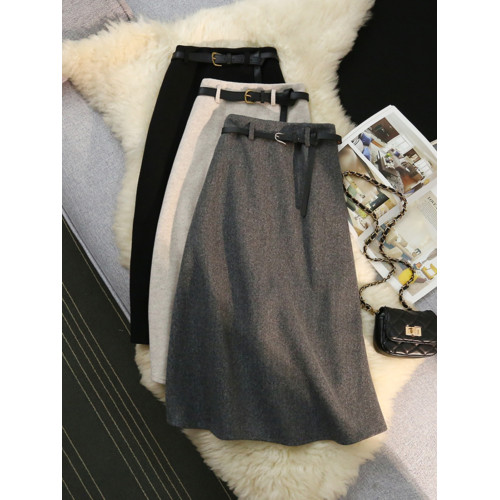 150小矮個子毛呢半身裙女秋冬加厚顯瘦高腰繖裙中長款a字裙xs顯高