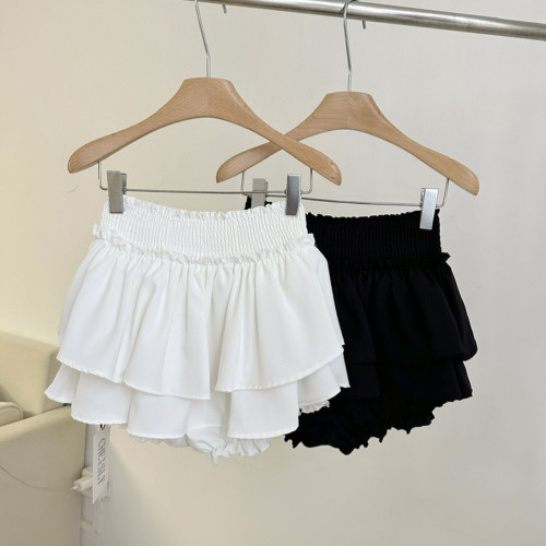 甜美百搭蛋糕短裙女夏新款芭蕾風松緊腰蓬蓬防走光氣質a字半身裙