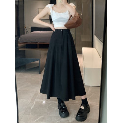 大碼梨形身材a字半身裙女夏季高腰顯瘦大擺裙胖MM遮肚子西裝裙子