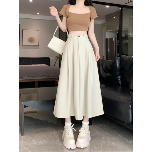 大碼梨形身材a字半身裙女夏季高腰顯瘦大擺裙胖MM遮肚子西裝裙子 大碼梨形身材a字半身裙女夏季高腰顯瘦大擺裙胖MM遮肚子西裝裙子