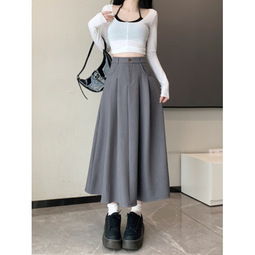 大碼梨形身材a字半身裙女夏季高腰顯瘦大擺裙胖MM遮肚子西裝裙子 大碼梨形身材a字半身裙女夏季高腰顯瘦大擺裙胖MM遮肚子西裝裙子