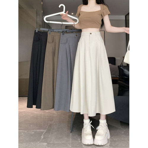 大碼梨形身材a字半身裙女夏季高腰顯瘦大擺裙胖MM遮肚子西裝裙子 大碼梨形身材a字半身裙女夏季高腰顯瘦大擺裙胖MM遮肚子西裝裙子