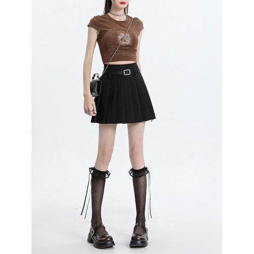 白色百褶裙女高腰休閒裙2025冬小個子學院風jk短裙顯瘦a字半身裙Z