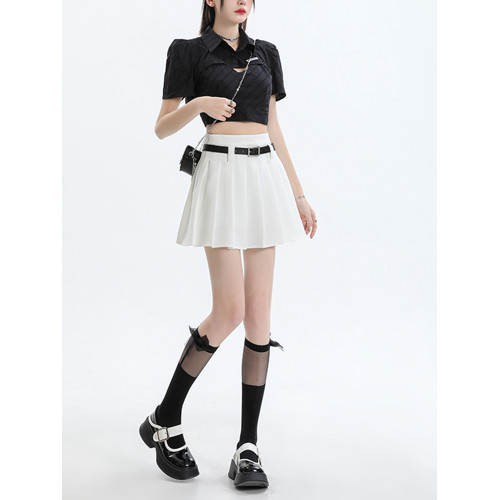 白色百褶裙女高腰休閒裙2025冬小個子學院風jk短裙顯瘦a字半身裙Z