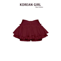 芭蕾風辣妹紅色蓬蓬裙半身裙女秋季純欲風蛋糕裙高腰a字超短裙子