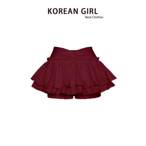芭蕾風辣妹紅色蓬蓬裙半身裙女秋季純欲風蛋糕裙高腰a字超短裙子