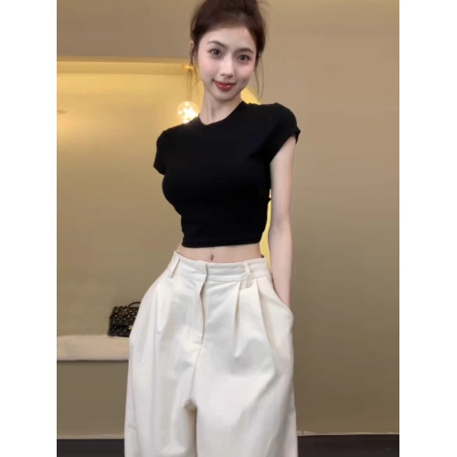 純欲辣妹修身短袖t恤女夏季2025新款後背鏤空抽繩設計感短款上衣