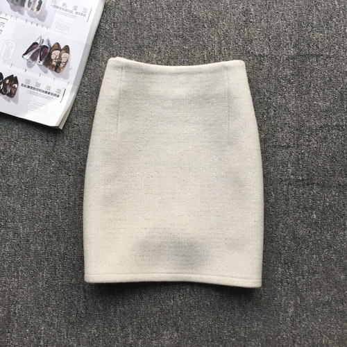 金絲毛呢針織半身裙2025秋冬新款黑色彈力高腰顯瘦A字包臀短裙女