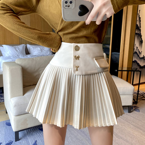 大碼毛呢百褶半身裙女秋冬設計感遮肚子顯瘦蓬蓬裙高腰a字短裙子 大碼毛呢百褶半身裙女秋冬設計感遮肚子顯瘦蓬蓬裙高腰a字短裙子