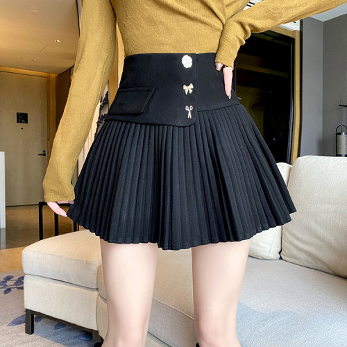 大碼毛呢百褶半身裙女秋冬設計感遮肚子顯瘦蓬蓬裙高腰a字短裙子 大碼毛呢百褶半身裙女秋冬設計感遮肚子顯瘦蓬蓬裙高腰a字短裙子