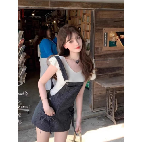 小飛袖薄款短袖針織衫T恤女2025夏季新款修身顯瘦百搭V領打底上衣