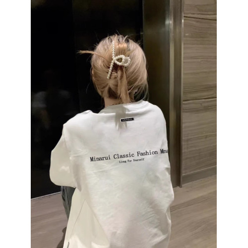 重磅純棉美式藕粉色字母短袖t恤女夏季寬松oversize港風chic上衣