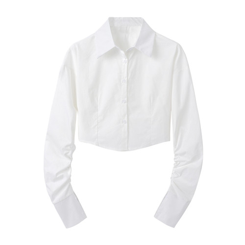 短款白色襯衫女秋冬2025新款大碼胖mm設計感小衆寬鬆修身顯瘦上衣