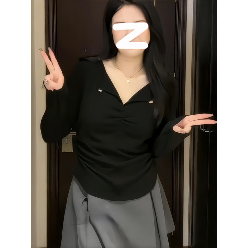 大碼長袖女打底衫內搭早秋加絨保暖設計感微胖mm顯瘦T恤正肩上衣 大碼長袖女打底衫內搭早秋加絨保暖設計感微胖mm顯瘦T恤正肩上衣