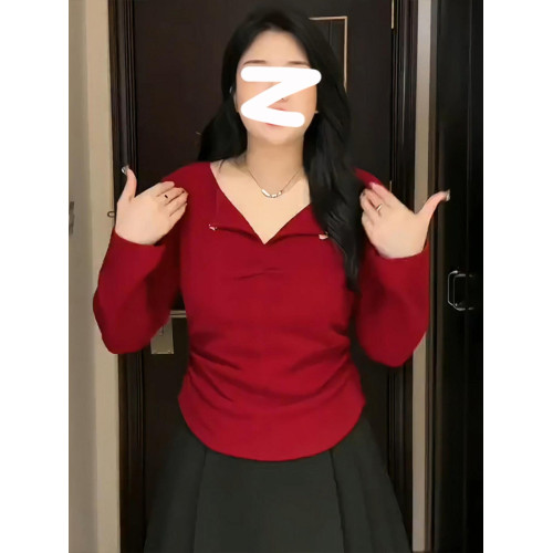 大碼長袖女打底衫內搭早秋加絨保暖設計感微胖mm顯瘦T恤正肩上衣 大碼長袖女打底衫內搭早秋加絨保暖設計感微胖mm顯瘦T恤正肩上衣