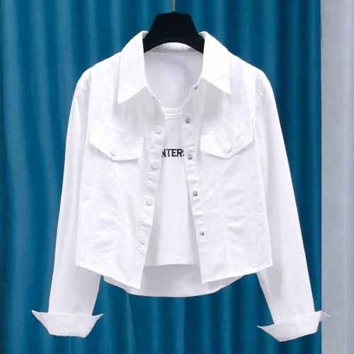 2024韓版洋氣長袖襯衫外套女春秋別致顯瘦甜辣妹時尚百搭襯衫外套