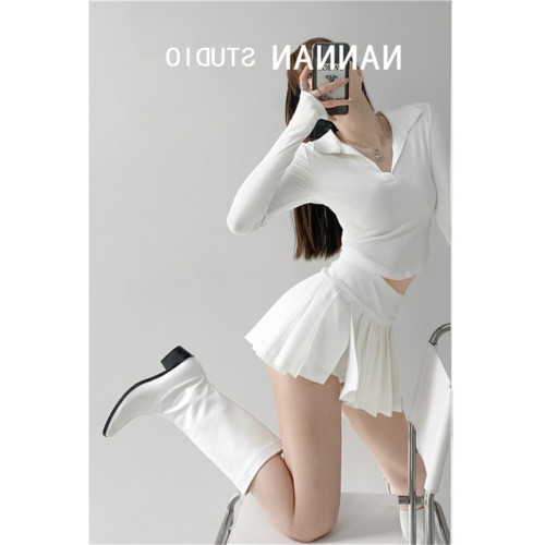 歐美灰色高腰性感辣妹a字開叉百褶裙褲女秋百搭顯瘦防走光半身裙 歐美灰色高腰性感辣妹a字開叉百褶裙褲女秋百搭顯瘦防走光半身裙