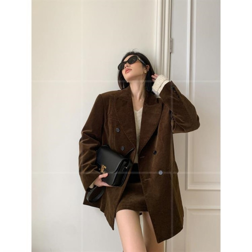 燈芯絨西裝外套女春秋高級感穿搭氣質休閒修身復古西服 燈芯絨西裝外套女春秋高級感穿搭氣質休閒修身復古西服