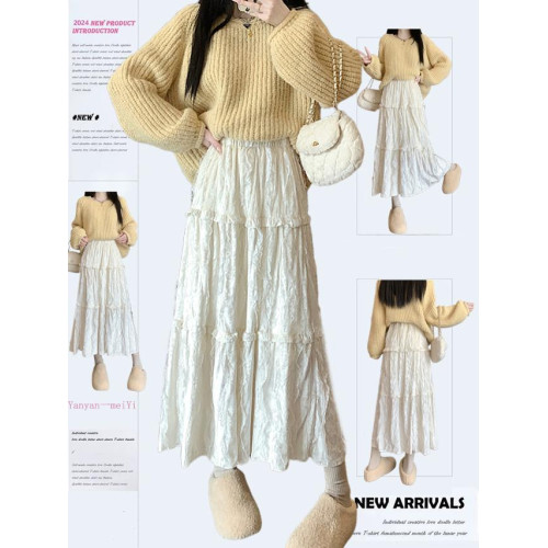 金絲絨百褶裙半身裙女秋冬高腰顯瘦A字裙中長款蕾絲拼接蛋糕裙子 金絲絨百褶裙半身裙女秋冬高腰顯瘦A字裙中長款蕾絲拼接蛋糕裙子