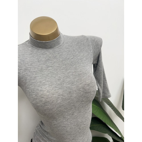 又薄又好穿~性感微透顯身材半高領緊身五分袖T恤上衣內搭打底夏女