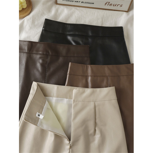 大碼微胖PU皮裙a字半身裙女春秋新款黑色遮胯短裙高腰顯瘦包臀裙 大碼微胖PU皮裙a字半身裙女春秋新款黑色遮胯短裙高腰顯瘦包臀裙