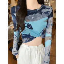 文藝個性時髦長袖t恤女士2025春秋季新款修身顯瘦打底衫內搭上衣