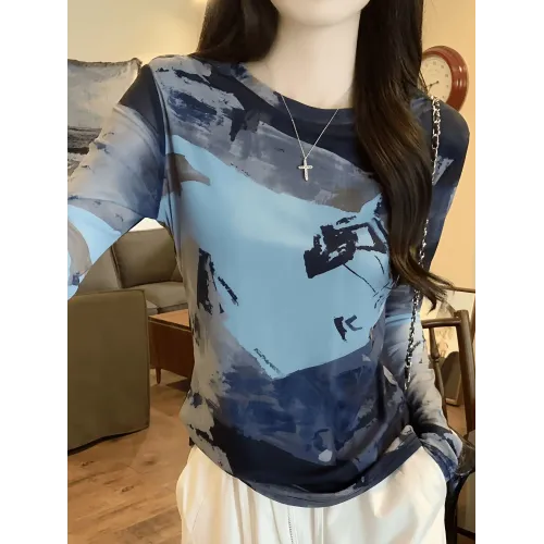 文藝個性時髦長袖t恤女士2025春秋季新款修身顯瘦打底衫內搭上衣 文藝個性時髦長袖t恤女士2025春秋季新款修身顯瘦打底衫內搭上衣