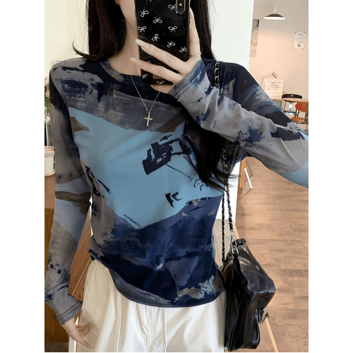 文藝個性時髦長袖t恤女士2025春秋季新款修身顯瘦打底衫內搭上衣 文藝個性時髦長袖t恤女士2025春秋季新款修身顯瘦打底衫內搭上衣