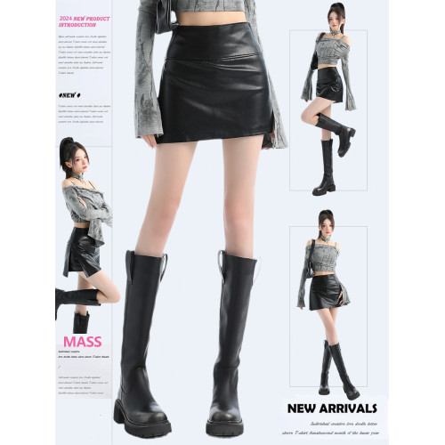 MASS黑色開叉小皮裙半身裙女秋冬2025新款pu皮短裙子高腰包臀裙褲 MASS黑色開叉小皮裙半身裙女秋冬2025新款pu皮短裙子高腰包臀裙褲