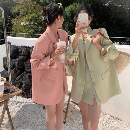 小西服外套女春秋新款韓版炸街氣質高級西裝搭配吊帶連衣裙兩件套 小西服外套女春秋新款韓版炸街氣質高級西裝搭配吊帶連衣裙兩件套