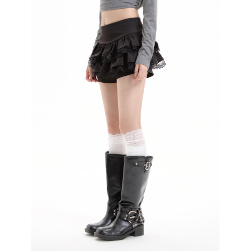 甜酷辣妹黑色蓬蓬蛋糕裙女春秋2025新款高腰小個子a字短裙半身裙 甜酷辣妹黑色蓬蓬蛋糕裙女春秋2025新款高腰小個子a字短裙半身裙